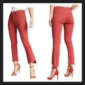 Mother The Insider Crop Step Fray Hot Rod Red